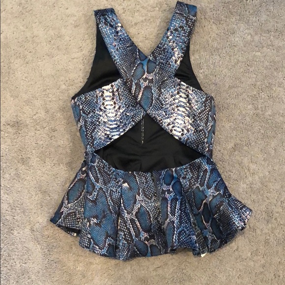Peplum Blue SnakeSkin top - Picture 2 of 4